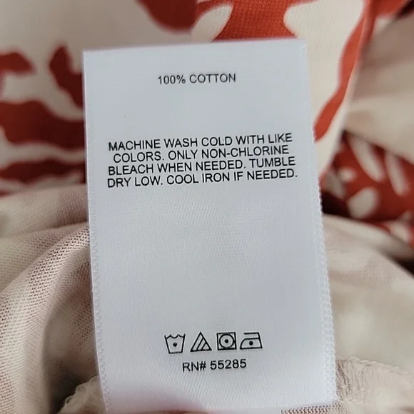 NWT Express Pima Cotton Graphic T Cream Top with Rust Leaf Print Sz XXL - Picture 6 of 9